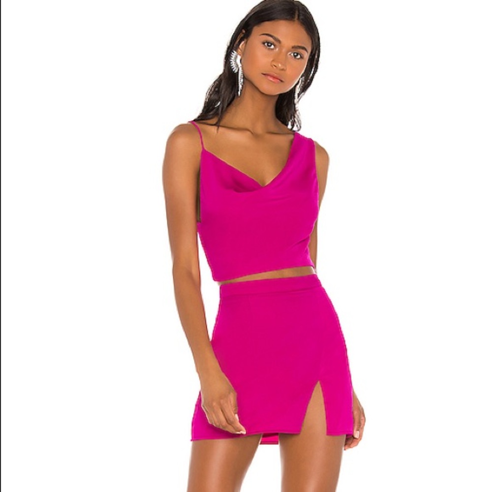 Superdown Kylie Mini Skirt crop top match Set in Magenta